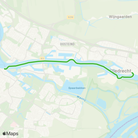 Waterbus Dordrecht, Merwekade - Sliedrecht, Middeldiep map