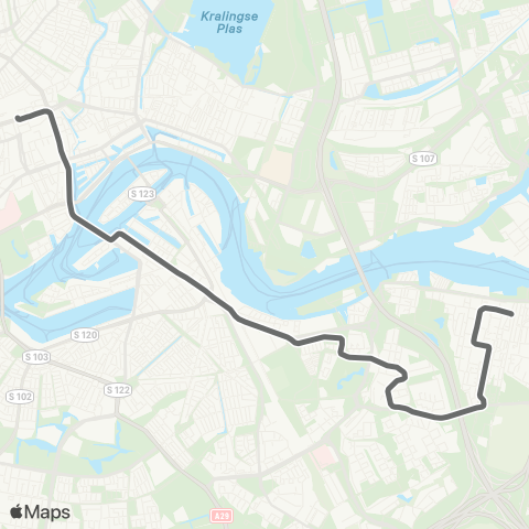 RET Beverwaard - Rotterdam Centraal map