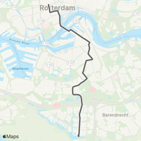 RET Carnisselande - Rotterdam Centraal map