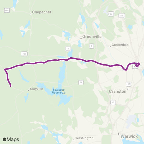 RIPTA North Scituate Express map