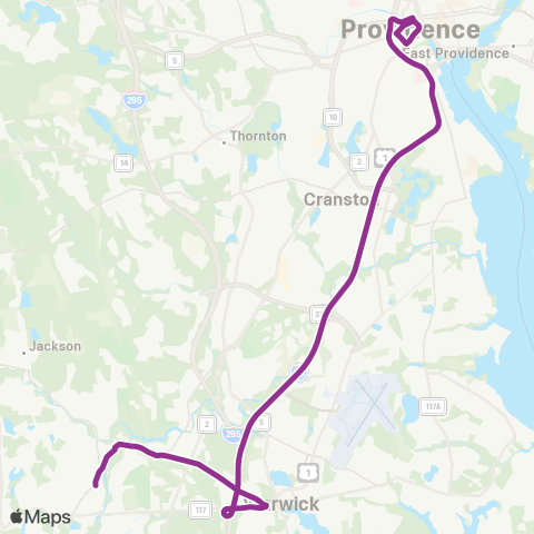 RIPTA Arctic / RI-117 Express map