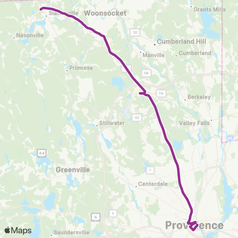 RIPTA North Smithfield / Lincoln Express map