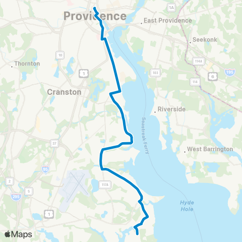 RIPTA Pawtuxet Village / Warwick Neck map