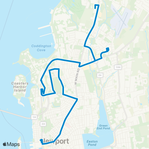 RIPTA Broadway (Newport-Middletown) map