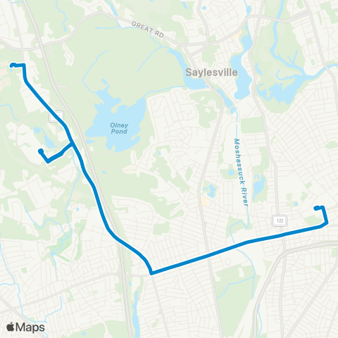 RIPTA Fairlawn / CCRI-Lincoln / TR Casino map