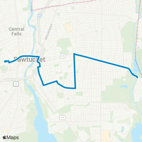 RIPTA Armistice Blvd map