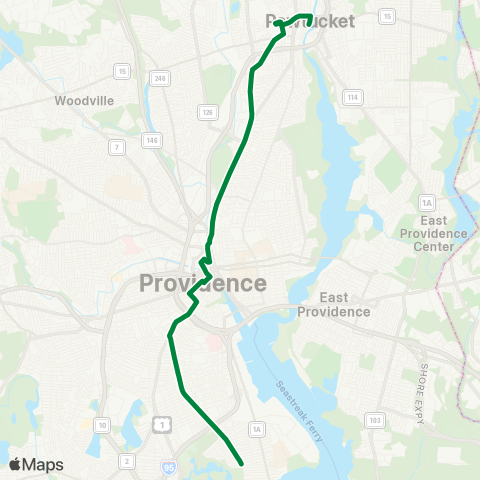 RIPTA R-Line Broad / North Main map