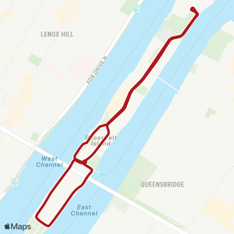 Roosevelt Island Red Bus map