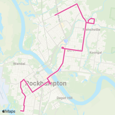 Translink Rockhampton-Yeppoon The Range - Glenmore via City map