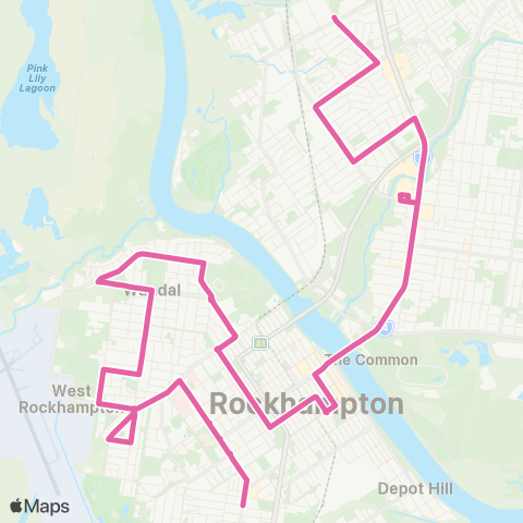 Translink Rockhampton-Yeppoon Wandal - CQU via City map