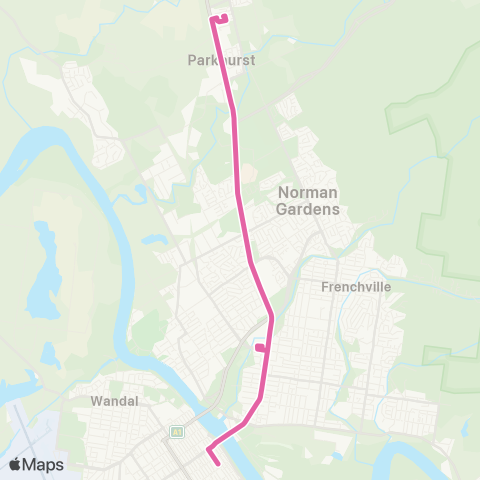 Translink Rockhampton-Yeppoon City - Parkhurst via Stockland map