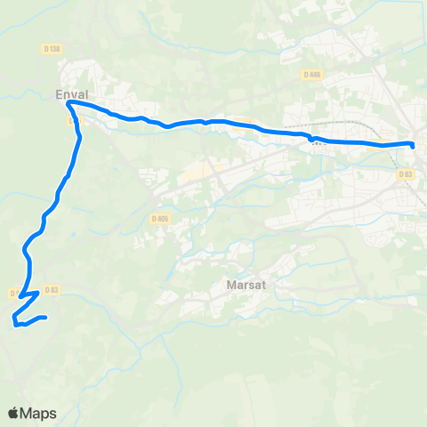 RLV Mobilités Riom Bel Horizon - Mozac - Enval - Volvic Écoles map