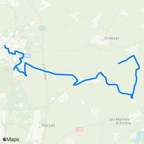 RLV Mobilités Chappes Martillat - Entraigues - Chavaroux - St-Beauzire - Riom Lycée Pierre Joël Bonté map