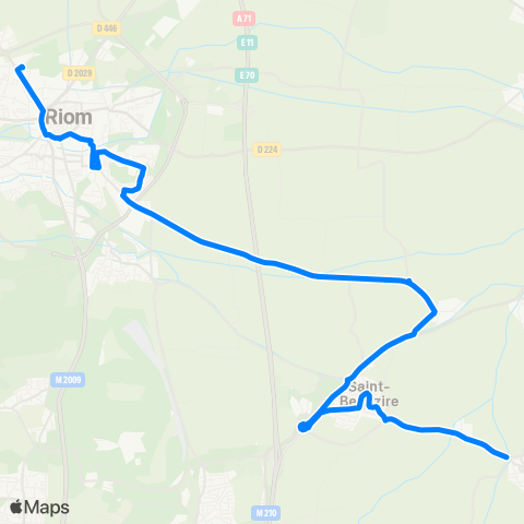 RLV Mobilités Lussat Cimetière - St-Beauzire - Riom Lycée Marie Laurencin map