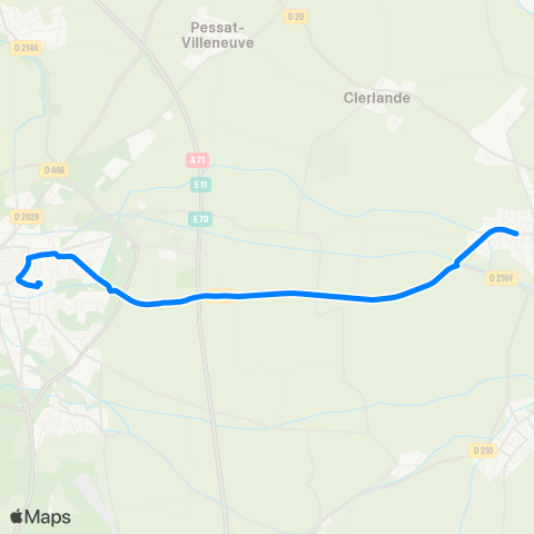 RLV Mobilités Riom Pôle multimodal SNCF - Ennezat Lycée agricole map