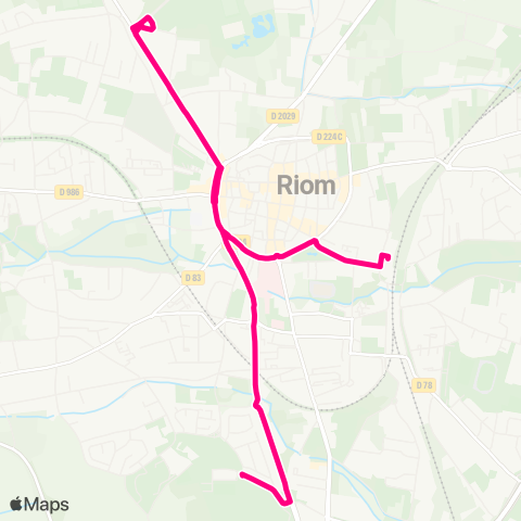 RLV Mobilités Riom Pôle multimodal SNCF - Riom Lycée Pierre Joël Bonté map