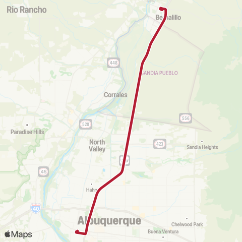 Rio Metro Sandoval County / US 550 to Albuquerque map