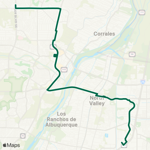 Rio Metro ABQ-Rio Rancho Rail Runner Shuttle map