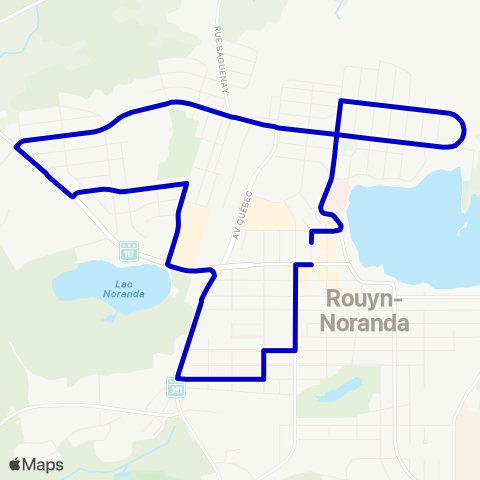 L'autobus de ville Ctre-Ville / Notre-Dame / Noranda O. / Rouyn Ctre map