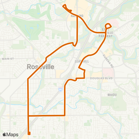 Roseville Transit Route A map