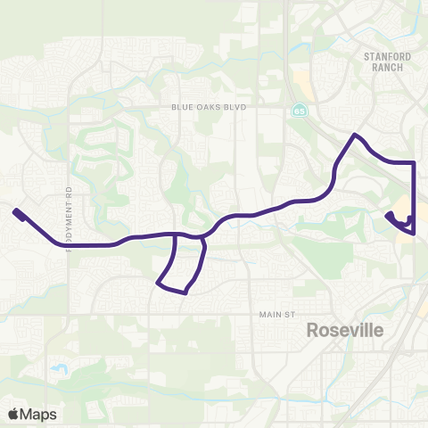 Roseville Transit Route M map