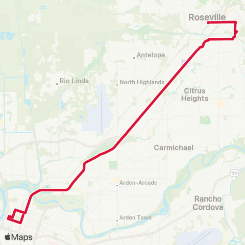 Roseville Transit Commuter 1 map