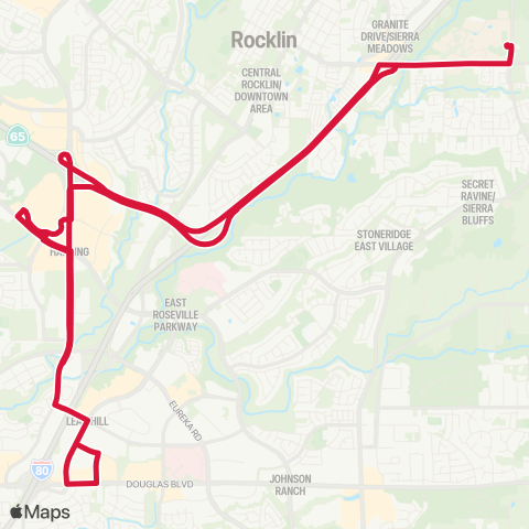 Roseville Transit Route E map