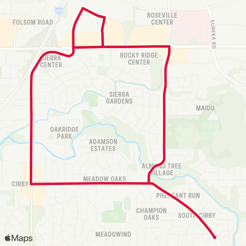 Roseville Transit Route F map