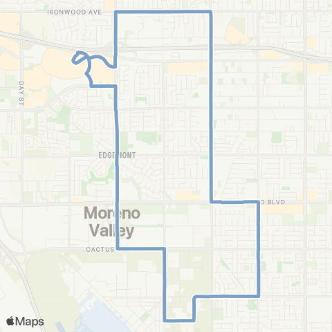 Riverside Transit Agency Moreno Valley-March ARB map