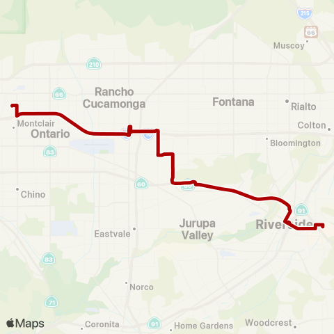 Riverside Transit Agency Riverside-Montclair Express map