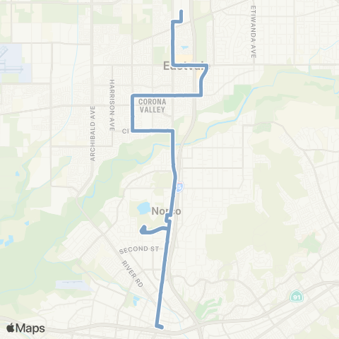 Riverside Transit Agency Corona-Norco-Eastvale map