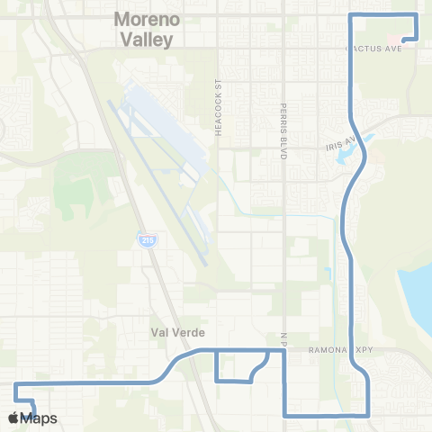 Riverside Transit Agency Mead Valley - Moreno Valley / RUMC map