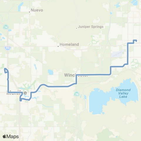 Riverside Transit Agency Hemet-Sun City map