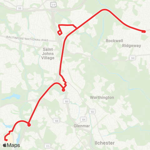 RTA of Central Maryland Columbia / Catonsville map