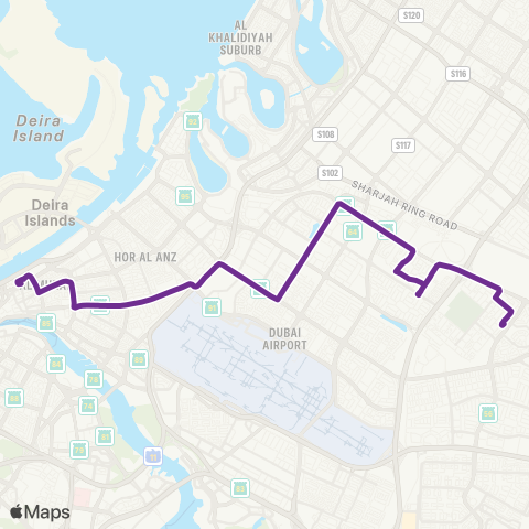 RTA Gold Souq Bus Sta - Al Qusais Bus Sta map