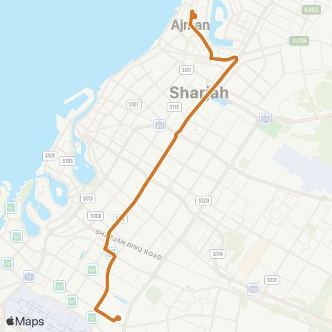 RTA Etisalat MS - Ajman Bus Station map