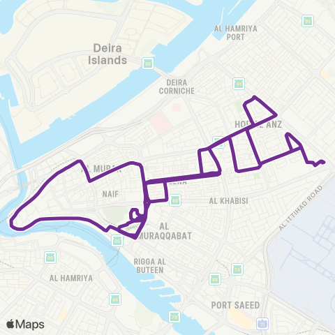 RTA Abu Hail MS - Union Bus Station map