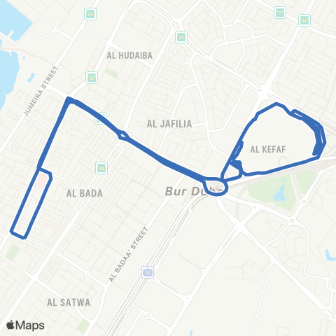 RTA Al Jafiliya Bus Sta (Dubai Frame) - Al Wasl Pk map