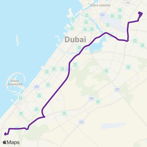 RTA Al Qusais Bus Sta - Jebel Ali Ind'L Area 7 map