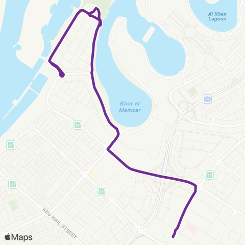 RTA Stadium Bus Sta - Al Mamzar Beach Park map