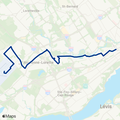 RTC Pl. Jacques-Cartier - Aéroport Intl Jean-Lesage map