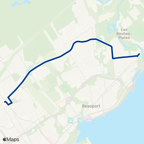 RTC Terminus Charlesbourg - Terminus Chute-Montmorency map