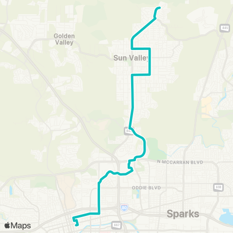 RTC Ride Sun Valley via Sutro / Wedekind map