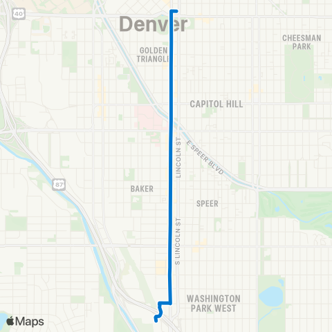 RTD South Broadway Limited map