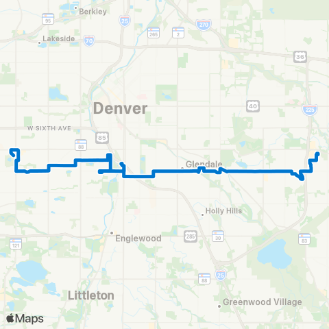 RTD Mississippi Avenue map