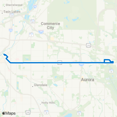 RTD East Colfax Avenue map