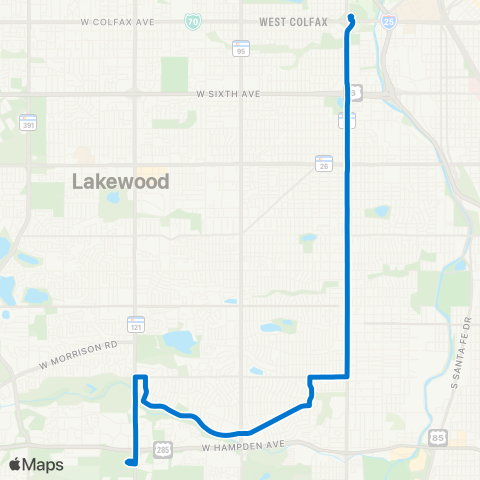 RTD South Federal Blvd map