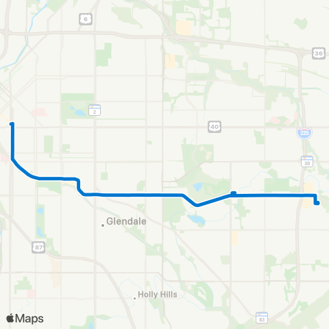 RTD East Alameda Limited map