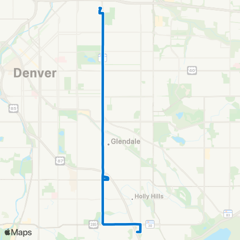 RTD Colorado Boulevard map