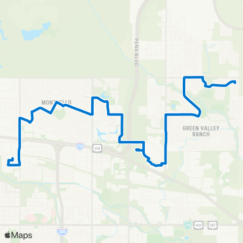 RTD Montbello via 51st / GVR map